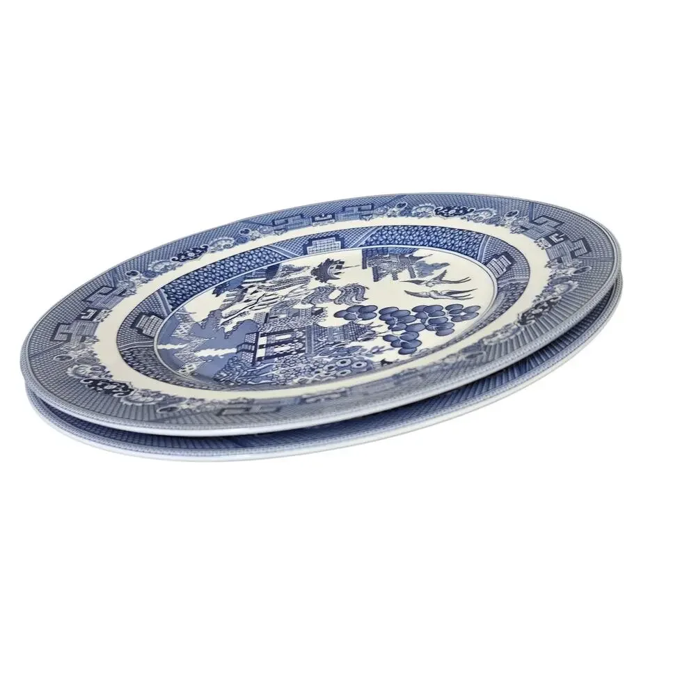 Johnson Bros Blue Willow Dinner Plates Set of 2 Made in England Blue White China